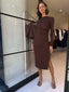 ALEXIS RUCHE MIDI DRESS - ESPRESSO