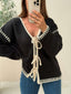 TIE FRONT KNIT CARDI - BLACK