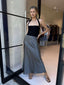 SONNY SATIN SKIRT - CHARCOAL
