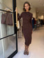 ALEXIS RUCHE MIDI DRESS - ESPRESSO