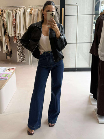 THE BELLE PU BOMBER - BLACK