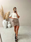 TANZI LINEN SKIRT - STONE STRIPE