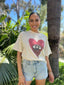 BURGUNDY HEARTS CLUB BOXY CROP TEE - IVORY