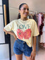 LOVE TOMATO BOXY CROP TEE - BUTTER