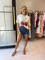 CHERRY BABY BOXY CROP TEE - IVORY