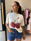 CHERRY BABY BOXY CROP TEE - IVORY