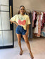 LOVE TOMATO BOXY CROP TEE - BUTTER