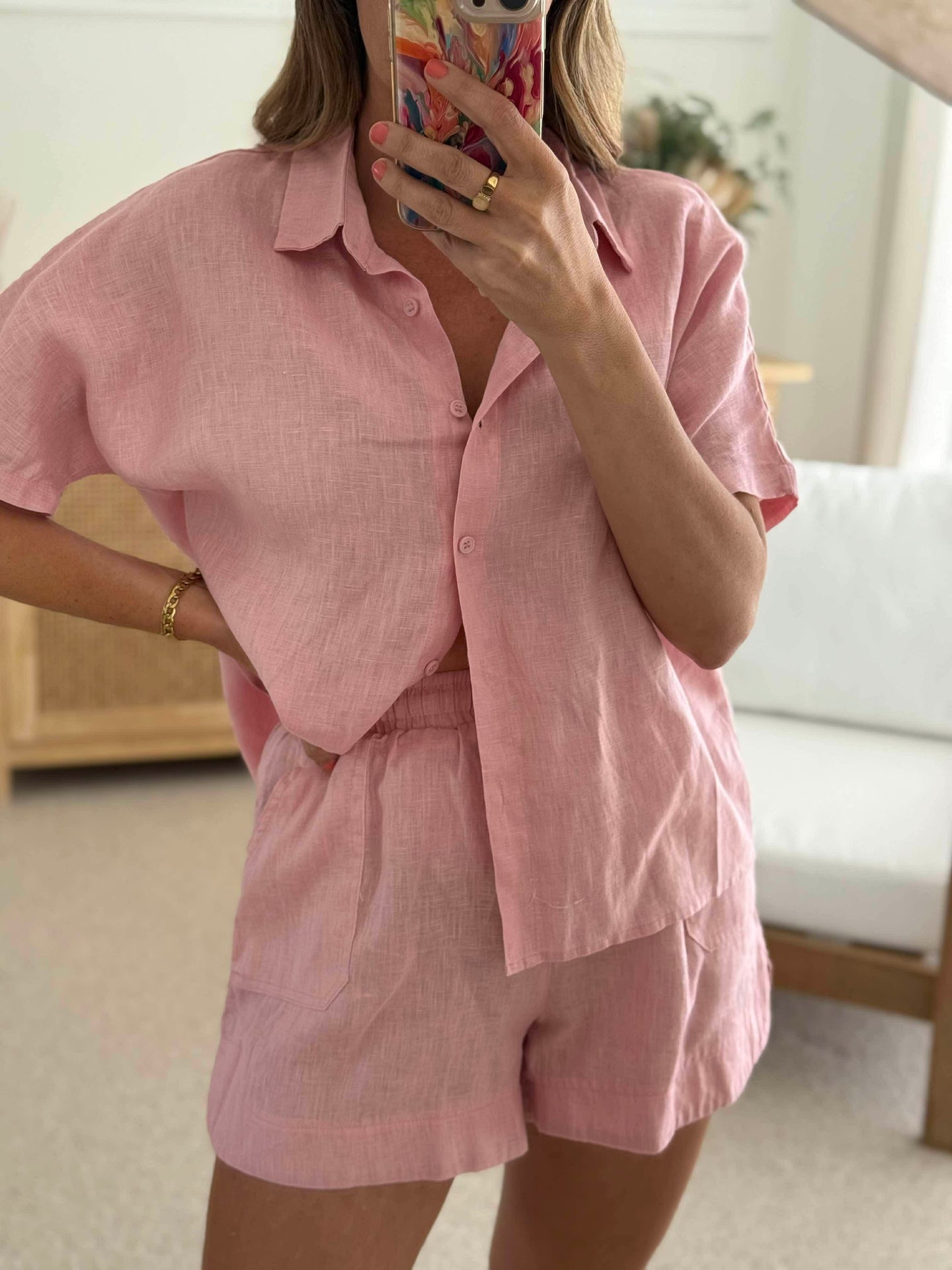 BRONTE LINEN SHIRT- PINK