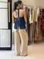 LENNI HALTER NECK TOP - DARK BLUE