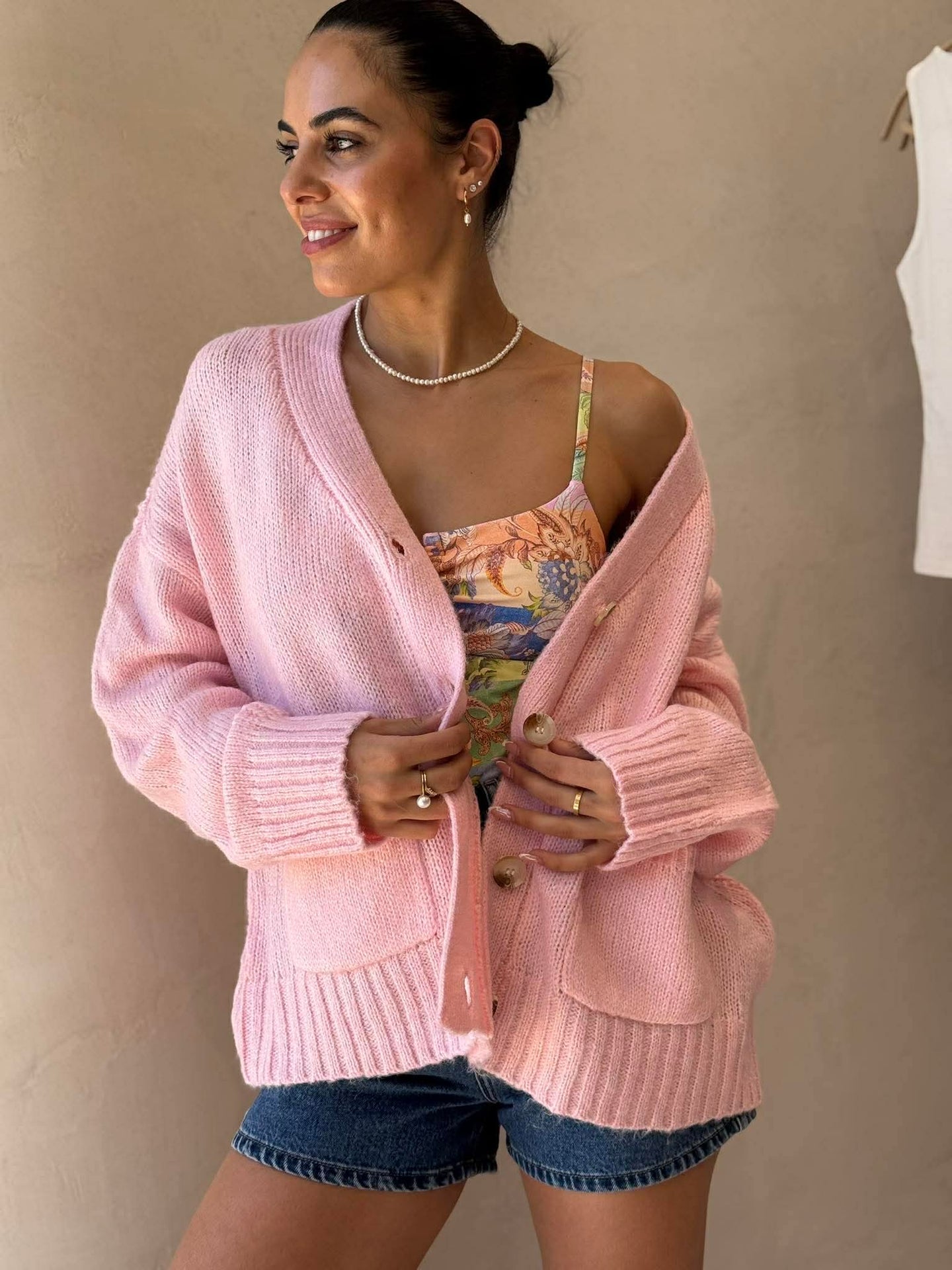 SOUL LONG SLEEVE CARDI - LIGHT PINK
