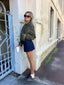 THE BELLE PU BOMBER - MARTINI OLIVE