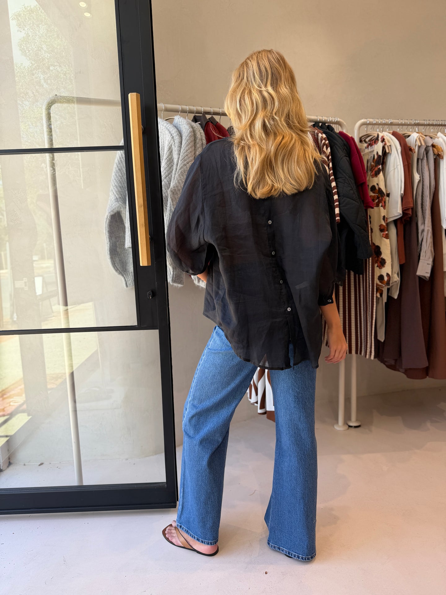 JEMMA LINEN BLOUSE - BLACK