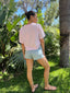 LOVE TOMATO BOXY CROP TEE - PINK