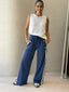 GIGI WIDE LEG TERRY TRACKPANT - WASHED NAVY