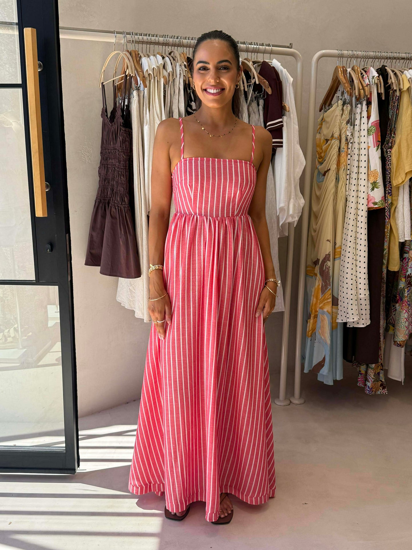 COURTNEY MAXI DRESS  - RED STRIPE