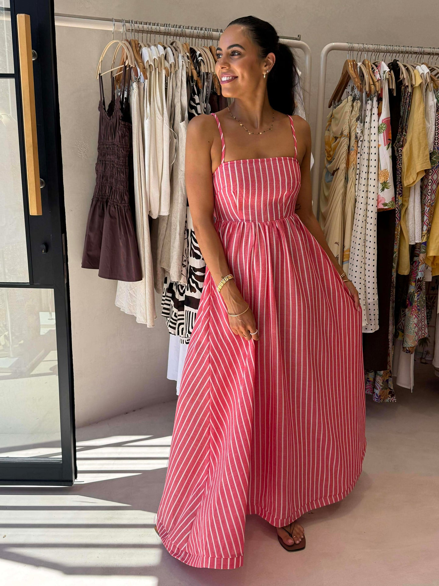 COURTNEY MAXI DRESS  - RED STRIPE