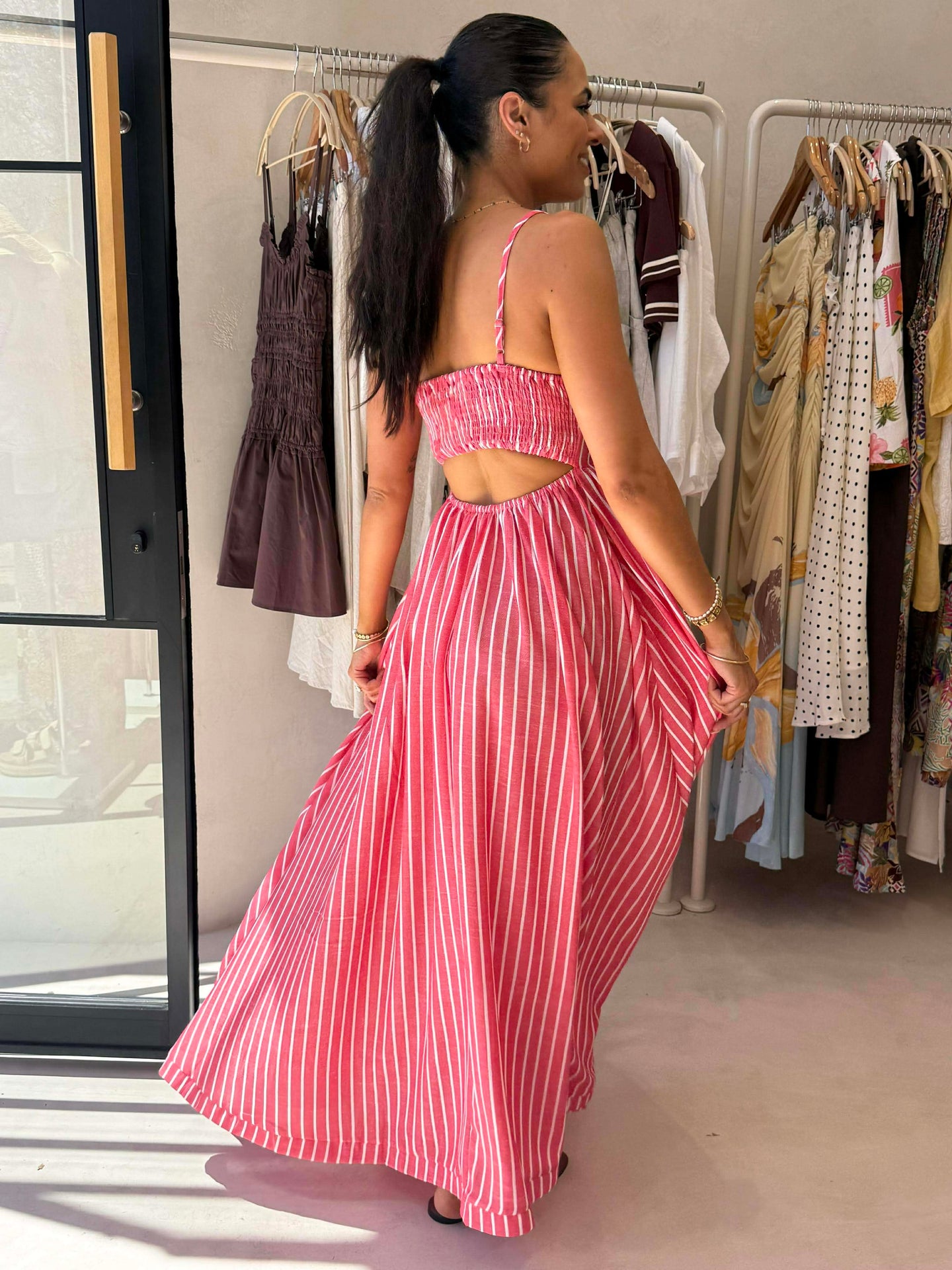 COURTNEY MAXI DRESS  - RED STRIPE