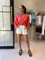 JEMMA LINEN BLOUSE - CORAL