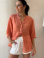 JEMMA LINEN BLOUSE - BURNT ORANGE