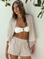OMA SHORT SET - VANILLA STRIPE