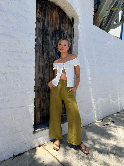 JUDE LINEN PANT- OLIVE