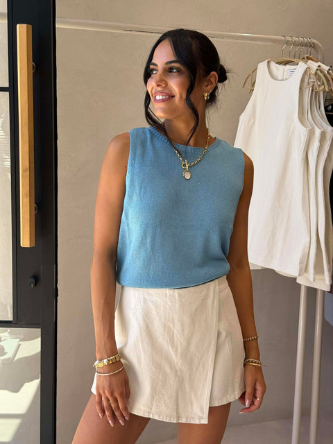 COFFEE KNIT TANK - TEAL