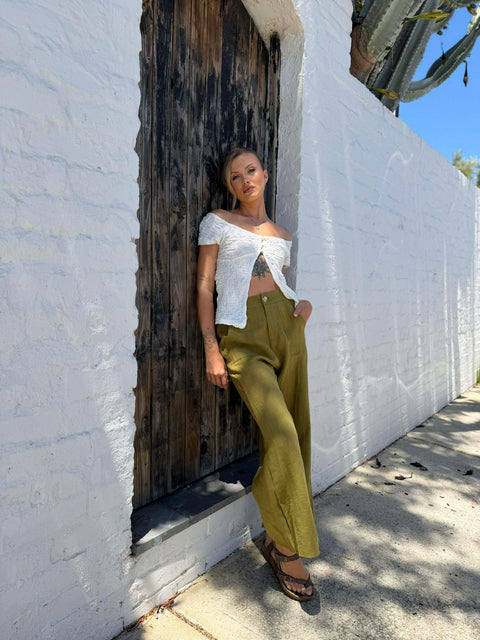 JUDE LINEN PANT- OLIVE