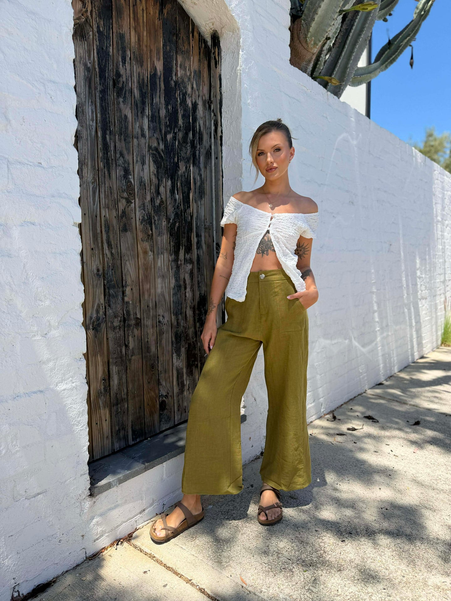 JUDE LINEN PANT- OLIVE