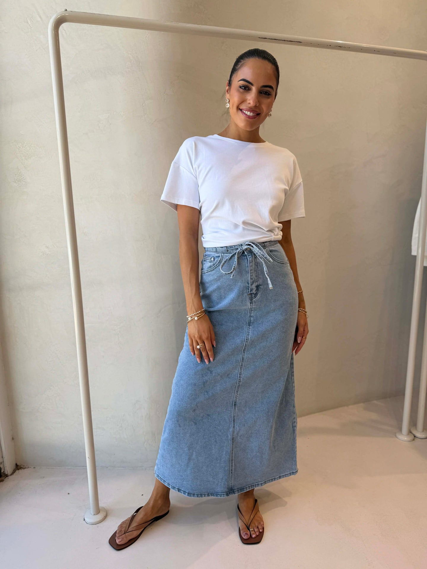 MAXIMUS TIE DENIM SKIRT
