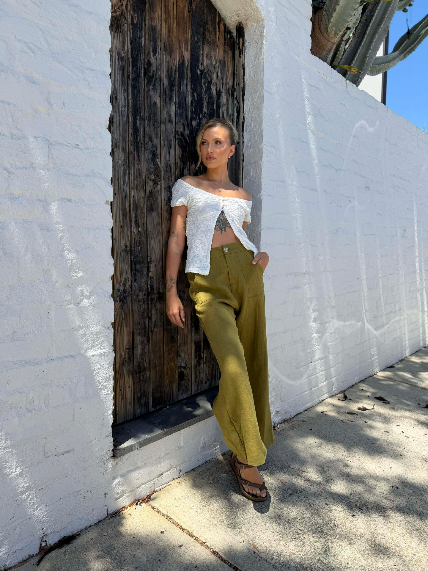 JUDE LINEN PANT- OLIVE