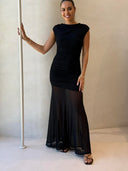 KIARA RUCHED MAXI- BLACK