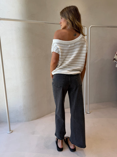 CORE WIDE LEG JEAN- WASHED BLACK