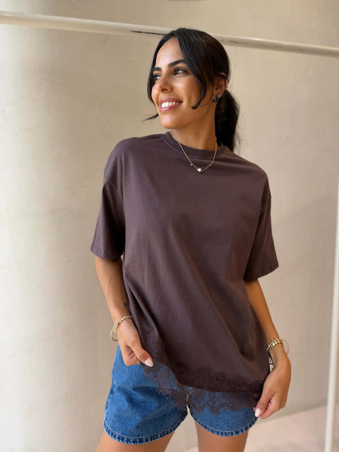 ZION LACE TOP- CHOC
