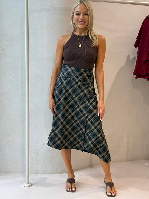 PLAID WRAP SKIRT