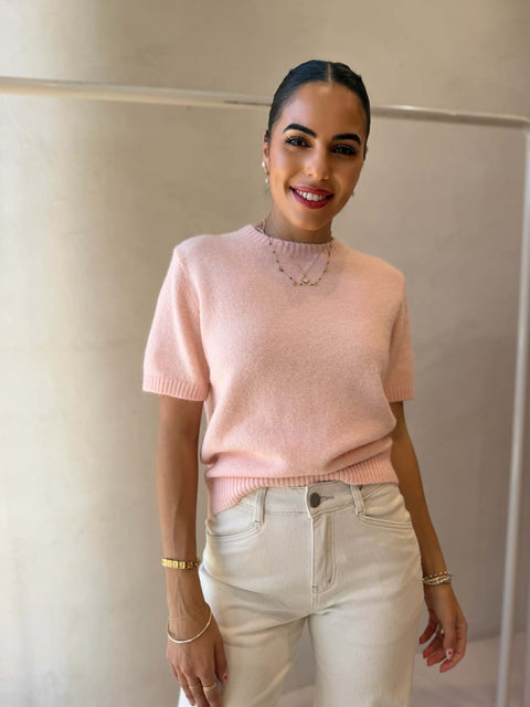ANNA KNIT TEE-BLUSH