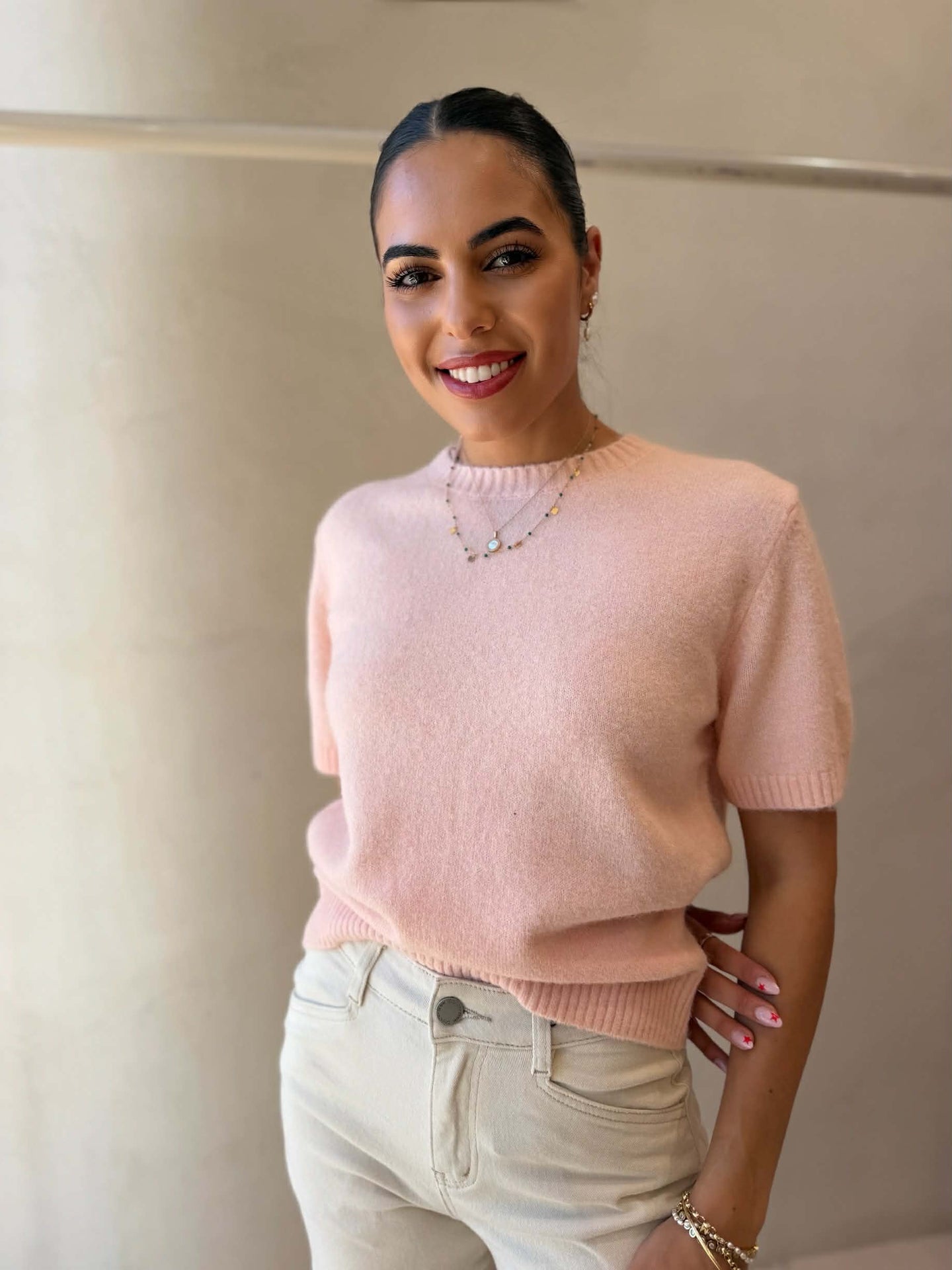 ANNA KNIT TEE-BLUSH