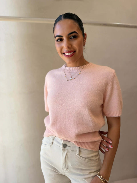 ANNA KNIT TEE-BLUSH
