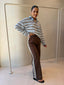 CHOCOLATE LINEN STRIPED PANT