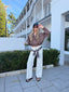 FUNNEL NECK SUADE JACKET CHOC