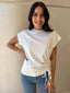 DARBY DRAWSTRING TEE- WHITE