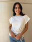 DARBY DRAWSTRING TEE- WHITE