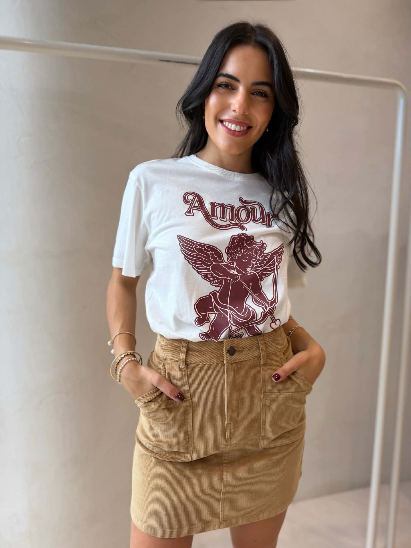 BAMBI CORD SKIRT- TAN