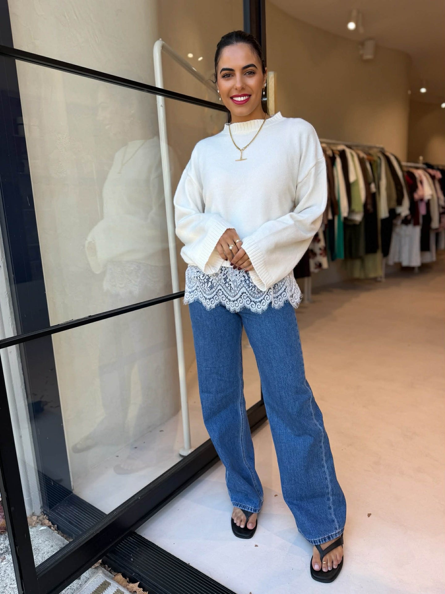 CREAM KNIT LACE JUMPER