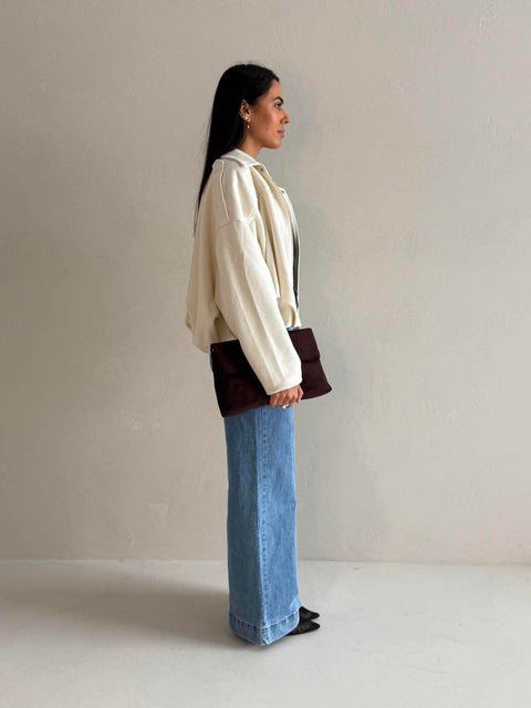 LENA SUEDE BOMBER- OFF WHITE