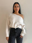 OFF SHOUDER KNIT JUMPER- OAT