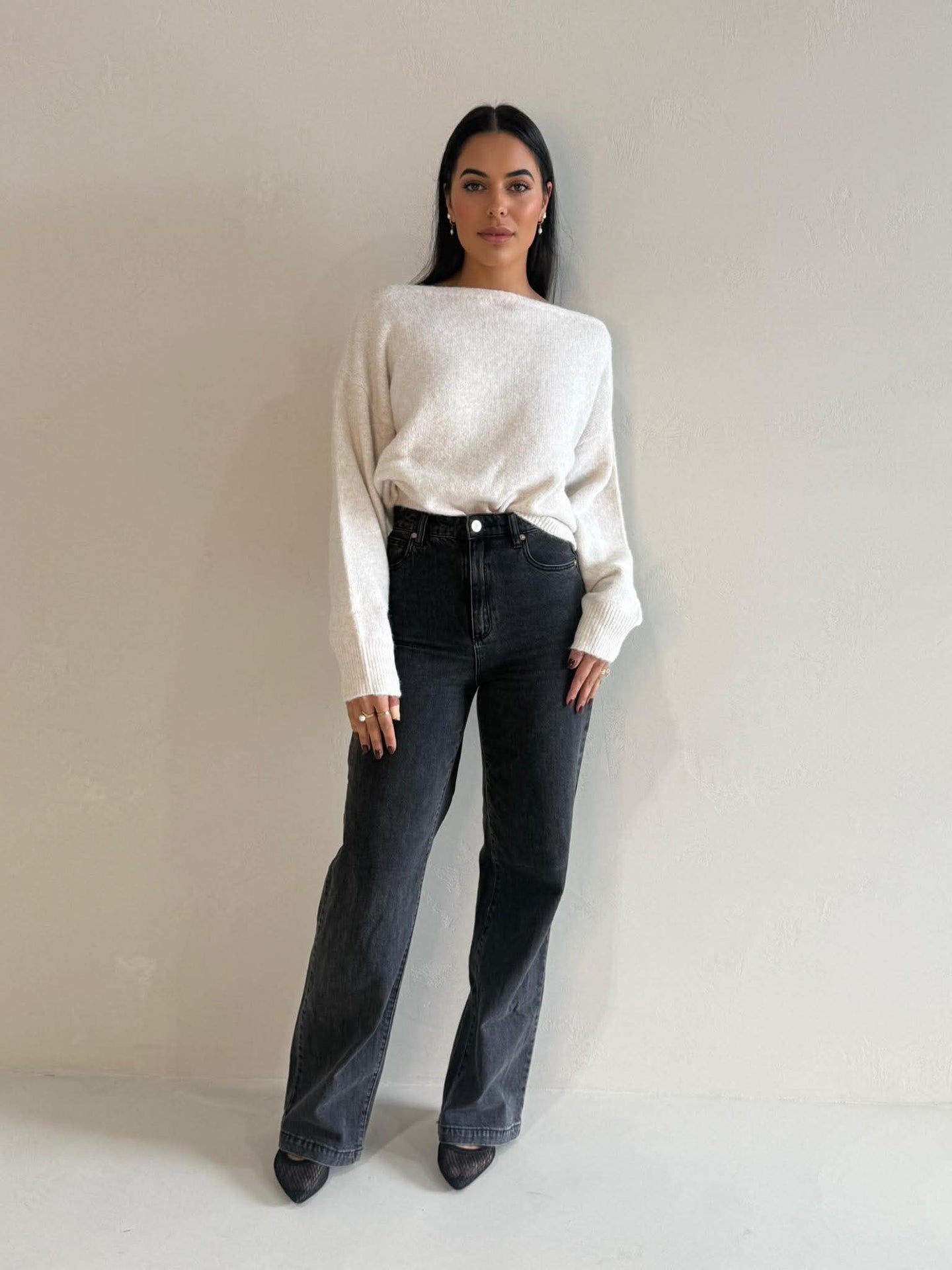 OFF SHOUDER KNIT JUMPER- OAT