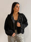 LENA SUEDE BOMBER- BLACK