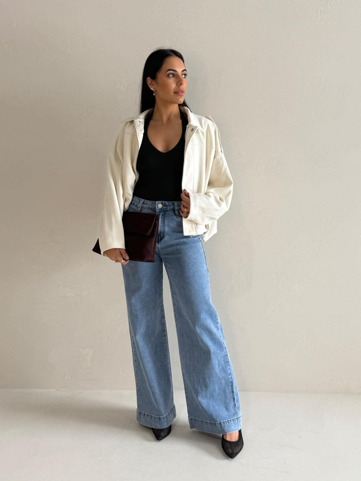 LENA SUEDE BOMBER- OFF WHITE