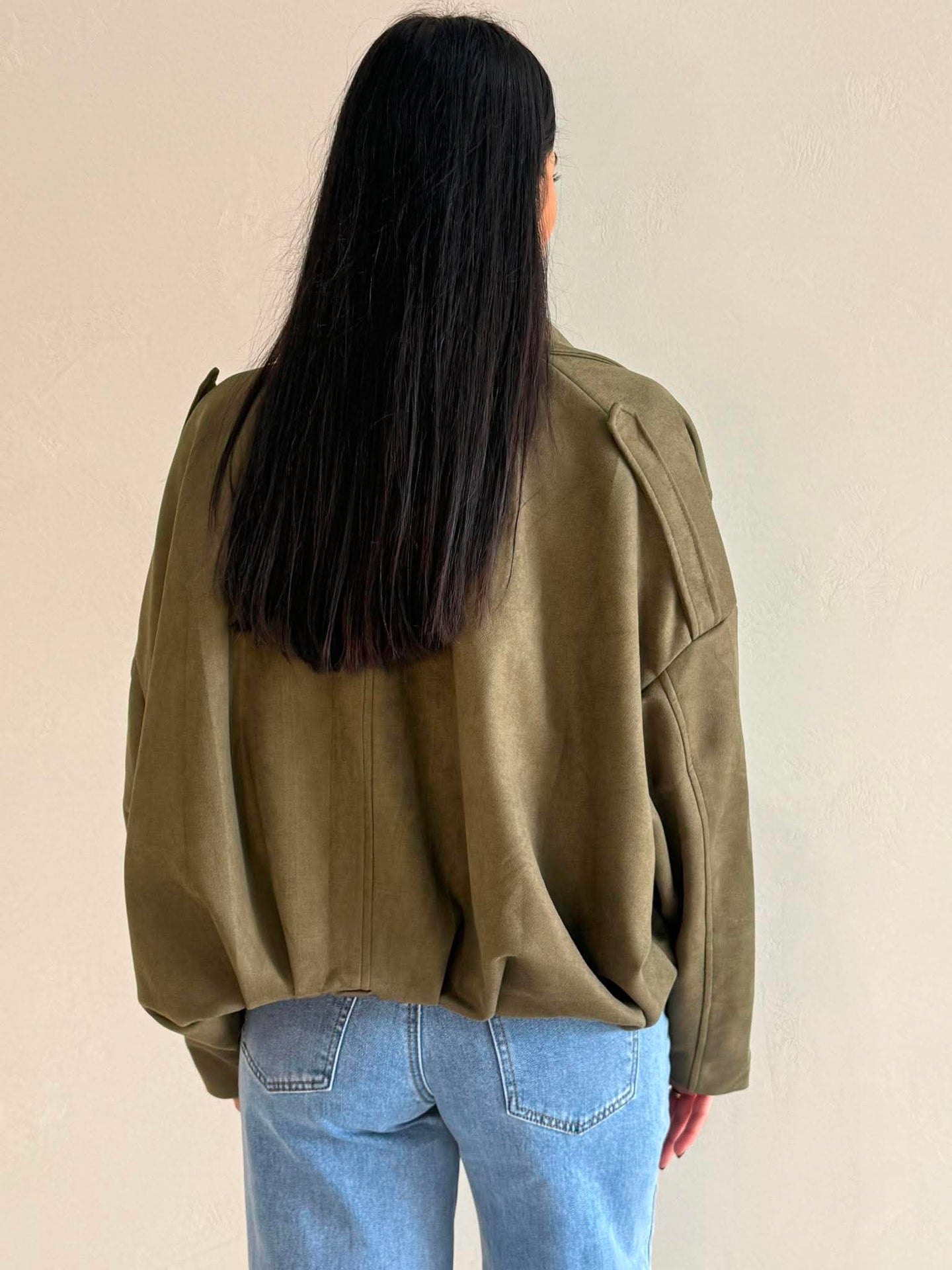 LENA SUEDE BOMBER- KHAKI