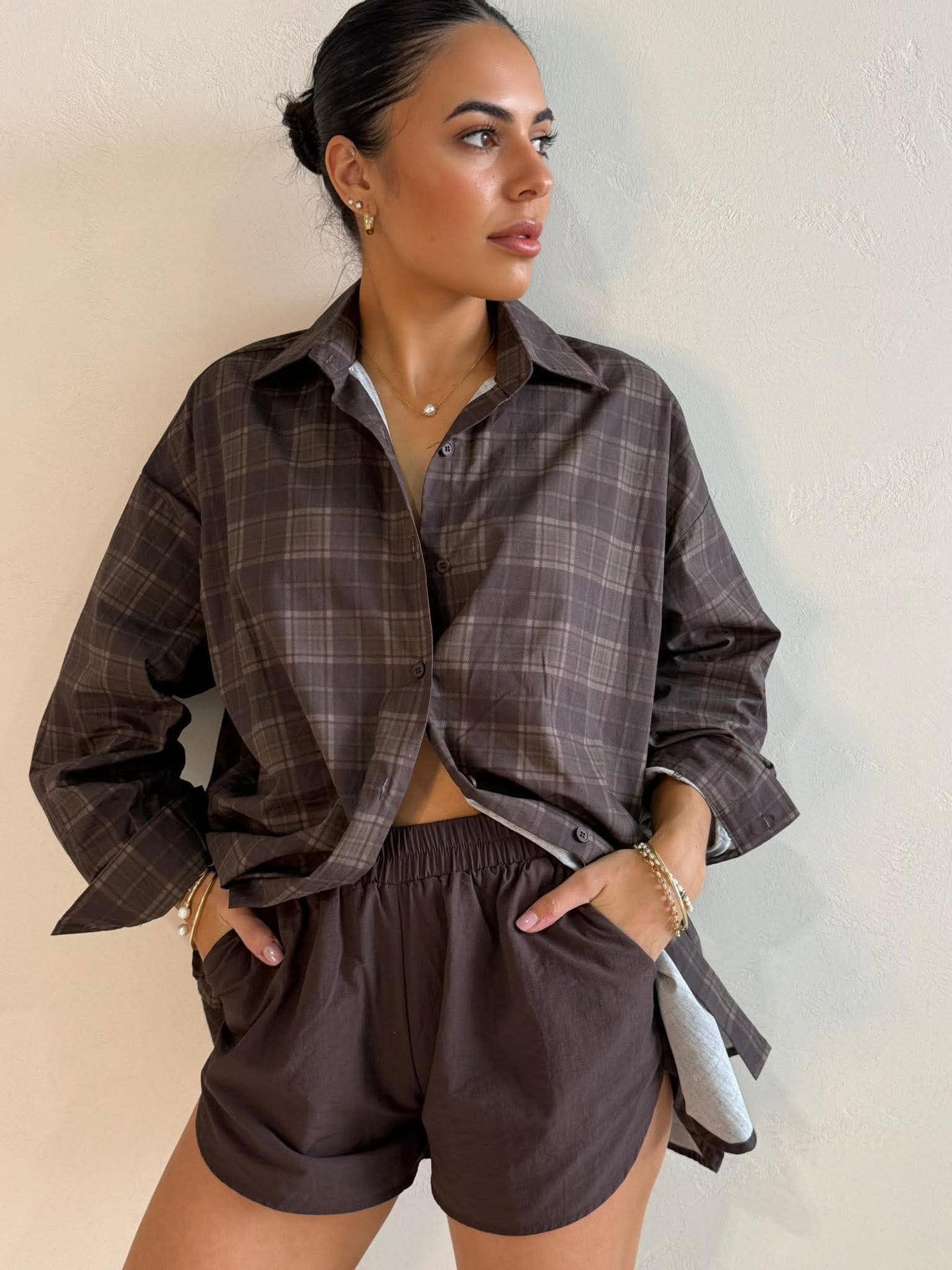 BROWN CHECK SHIRT